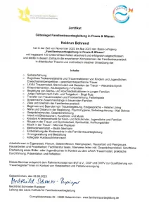 Zertifikat der LAVIA Trauerbegleitung über den Basis-Lehrgang „Familientrauerbegleitung in Praxis & Wissen“